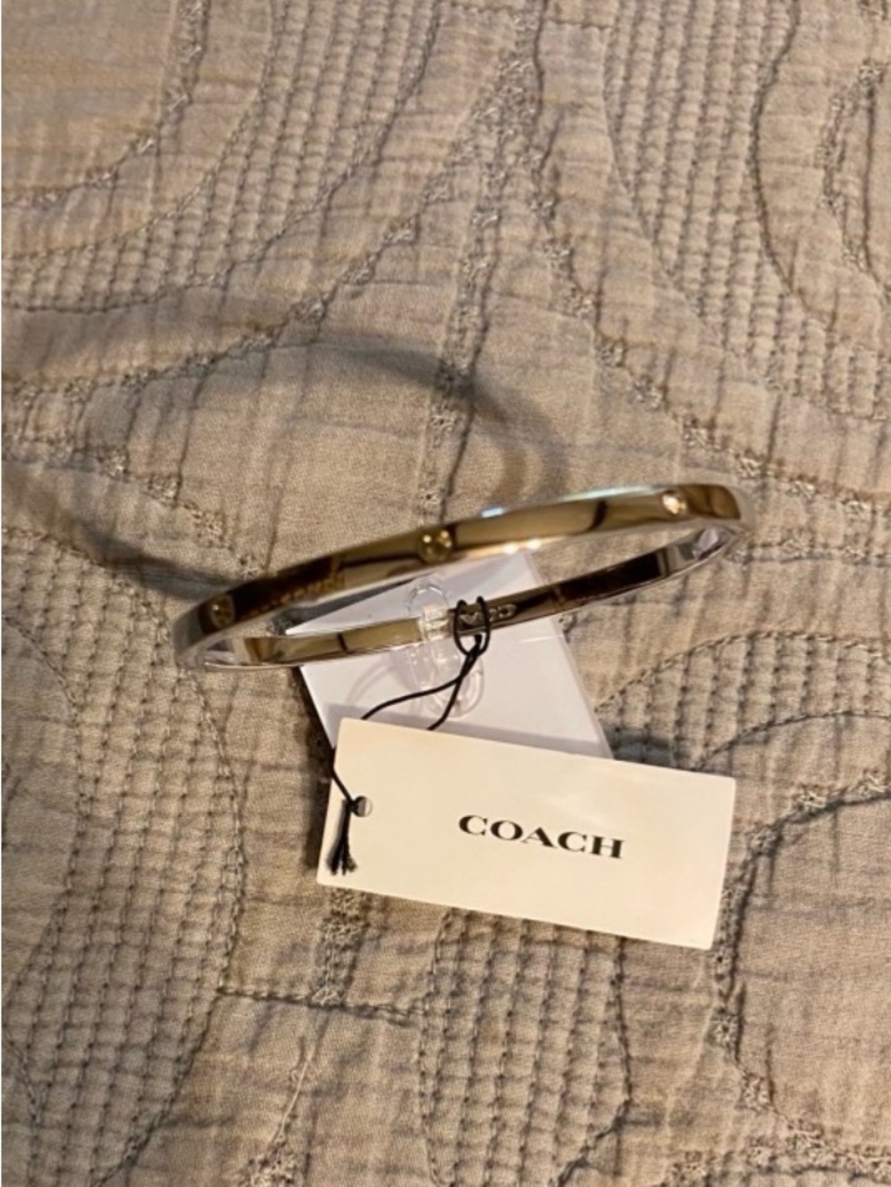 Coach Silver Bangle Bracelet with Diamond cz White Gold Plated